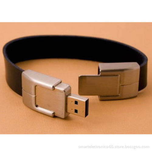 Leather bracelet USB flash drives, black/brown color, free logo printing, package, custom accepted